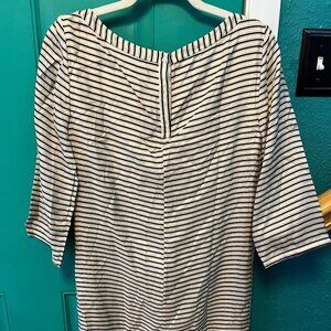 Massimo Dutti black and white striped v neck dress